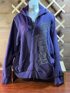Authentic Vintage Disney “Wicked Princess” Rhinestone embellished Zip- up Hoodie